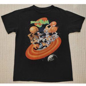 Space Jam Looney Tunes Promo T-Shirt Taz Bugs Lola Faded Black Sz M Vintage 90s